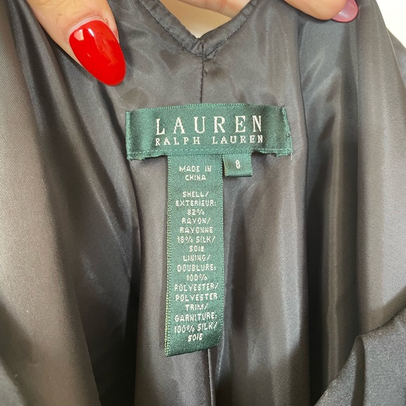 Lauren Ralph Lauren Black Velvet and Silk Cocktail Dress Size 8 - Picture 2 of 3